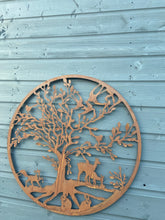Load image into Gallery viewer, Handmade rusty 61.5cm wall plaque of Woodland animals Tree Wall Plaque, Rusted Aged Metal, Garden Wall Art - Marissa's Garden & Gift
