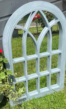Laden Sie das Bild in den Galerie-Viewer, Belgravia Grey with white touch arched Outdoor/Indoor mirror measuring 76 x 51 x 4cm - Marissa's Garden & Gift