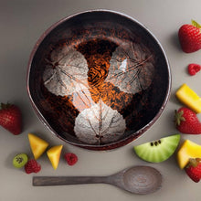 Afbeelding in Gallery-weergave laden, Handmade hand painted rusty orange leaf design food safe coconut bowl and spoon Set with free gift bamboo straw and gift box - Marissa's Garden & Gift