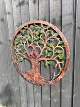 Indlæs billede til gallerivisning Rusty tree of life with heart and lovebirds wall art peeling effect 60cm wall art suitable for indoors/outdoors anniversary/birthday gift - Marissa's Garden & Gift