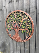 Afbeelding in Gallery-weergave laden, Rusty tree of life with heart and lovebirds wall art peeling effect 60cm wall art suitable for indoors/outdoors anniversary/birthday gift - Marissa's Garden & Gift