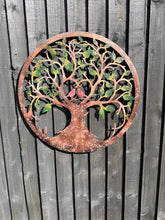 Indlæs billede til gallerivisning Rusty tree of life with heart and lovebirds wall art peeling effect 60cm wall art suitable for indoors/outdoors anniversary/birthday gift - Marissa's Garden & Gift