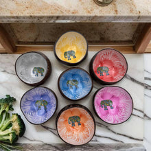 Indlæs billede til gallerivisning Handmade hand painted white and pink with elephant design food safe coconut bowl and spoon Set with free gift bamboo straw and gift box - Marissa's Garden & Gift