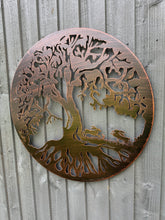 Load image into Gallery viewer, Bronze tree of life with roots with boxing hares wall art 60cm wall art suitable for indoors/outdoors birthday/anniversary gift - Marissa's Garden & Gift