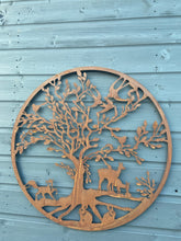 Load image into Gallery viewer, Handmade rusty 61.5cm wall plaque of Woodland animals Tree Wall Plaque, Rusted Aged Metal, Garden Wall Art - Marissa's Garden & Gift