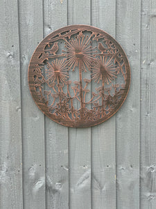 Handmade bronze 40cm wall plaque of blackbird birds Tree Wall Plaque, powder coated  Metal, Garden/indoor Wall Art/ hand painted