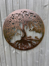 Indlæs billede til gallerivisning Bronze tree of life with roots with boxing hares wall art 60cm wall art suitable for indoors/outdoors birthday/anniversary gift - Marissa's Garden & Gift