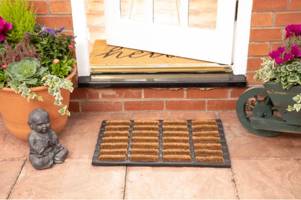 Rubber Tray with coir brushes doormat 60 x 40 x 2cm anti slip backing.