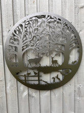 Load image into Gallery viewer, Handmade black 60cm wall plaque of Woodland animals Tree Wall Plaque, powder coated steel, Garden Wall Art - Marissa's Garden & Gift