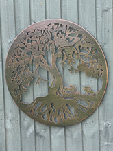 Indlæs billede til gallerivisning Bronze tree of life with roots with boxing hares wall art 60cm wall art suitable for indoors/outdoors birthday/anniversary gift - Marissa's Garden & Gift