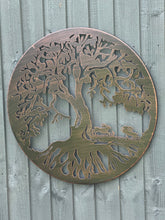 Load image into Gallery viewer, Bronze tree of life with roots with boxing hares wall art 60cm wall art suitable for indoors/outdoors birthday/anniversary gift - Marissa's Garden & Gift