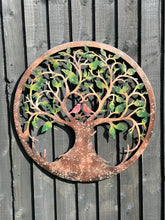 Indlæs billede til gallerivisning Rusty tree of life with heart and lovebirds wall art peeling effect 60cm wall art suitable for indoors/outdoors anniversary/birthday gift - Marissa's Garden & Gift