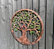 Afbeelding in Gallery-weergave laden, Rusty tree of life with heart and lovebirds wall art peeling effect 60cm wall art suitable for indoors/outdoors anniversary/birthday gift - Marissa's Garden & Gift