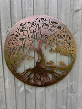 Load image into Gallery viewer, Bronze tree of life with roots with boxing hares wall art 60cm wall art suitable for indoors/outdoors birthday/anniversary gift - Marissa's Garden & Gift