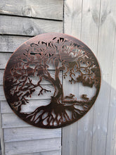 Indlæs billede til gallerivisning Bronze tree of life with roots with boxing hares wall art 60cm wall art suitable for indoors/outdoors birthday/anniversary gift - Marissa's Garden & Gift