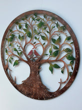 Indlæs billede til gallerivisning Rusty tree of life with heart and lovebirds wall art peeling effect 60cm wall art suitable for indoors/outdoors anniversary/birthday gift - Marissa's Garden & Gift