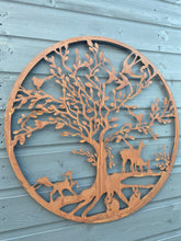 Load image into Gallery viewer, Handmade rusty 61.5cm wall plaque of Woodland animals Tree Wall Plaque, Rusted Aged Metal, Garden Wall Art - Marissa's Garden & Gift