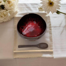 Load image into Gallery viewer, Handmade hand painted red feather design food safe coconut bowl and spoon Set with free gift bamboo straw and gift box - Marissa's Garden & Gift
