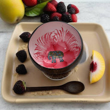 Indlæs billede til gallerivisning Handmade hand painted white and pink with elephant design food safe coconut bowl and spoon Set with free gift bamboo straw and gift box - Marissa's Garden & Gift