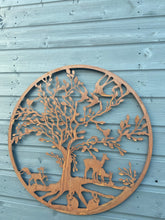 Load image into Gallery viewer, Handmade rusty 61.5cm wall plaque of Woodland animals Tree Wall Plaque, Rusted Aged Metal, Garden Wall Art - Marissa's Garden & Gift