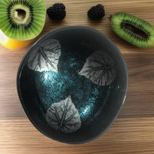 Indlæs billede til gallerivisning Handmade hand painted turquoise leaf design food safe coconut bowl and spoon Set with free gift bamboo straw and gift box - Marissa's Garden & Gift