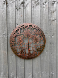 Handmade bronze 40cm wall plaque of blackbird birds Tree Wall Plaque, powder coated  Metal, Garden/indoor Wall Art/ hand painted