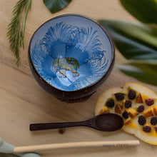 Charger l'image dans la galerie, Handmade hand painted white & dark blue with elephant design food safe coconut bowl and spoon Set with free gift bamboo straw and gift box - Marissa's Garden & Gift