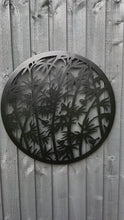 Load and play video in Gallery viewer, Handmade black 60cm wall plaque of birds wall with fern leaves plaque, powder coated  Metal, Garden/indoor Wall Art/ hand painted
