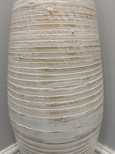 60cm tall white washed with natural colourings handmade bamboo vase