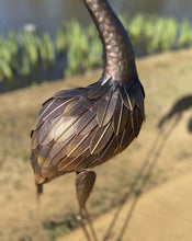 Charger l'image dans la galerie, Large Bronze Metal Heron Garden Sculpture 107cm with blue eye with ground peg - Marissa's Garden & Gift