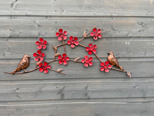 Load image into Gallery viewer, Bronze two birds with poppies garden/outdoor wall art
