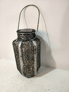 Damasque Solar Powered Silver Decorative Garden Lantern
