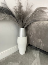 Afbeelding in Gallery-weergave laden, Silver top & white handmade bamboo vase 45cm or 60cm tall floor vase or table vase - Marissa's Garden & Gift