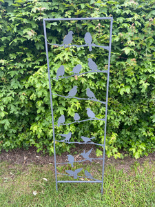 Silver grey garden/outdoor bird trellis plant support measuring 139cm high