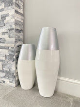 Afbeelding in Gallery-weergave laden, Silver top & white handmade bamboo vase 45cm or 60cm tall floor vase or table vase - Marissa's Garden & Gift