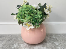 Load image into Gallery viewer, Small handmade rounded pastel pink 20cm bamboo vase
