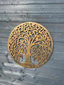 Black with gold/bronze tree of life wall art with birds 60cm for indoors/outdoors