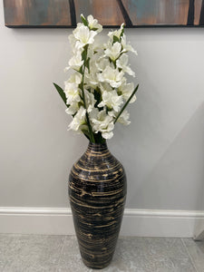 Black & natural handmade bamboo tall vase 54cm floor vase or table vase