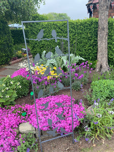 Silver grey garden/outdoor bird trellis plant support measuring 139cm high