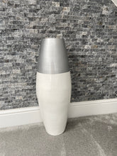 Afbeelding in Gallery-weergave laden, Silver top & white handmade bamboo vase 45cm or 60cm tall floor vase or table vase - Marissa's Garden & Gift