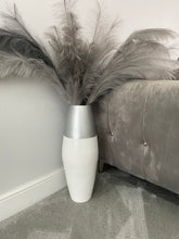 Afbeelding in Gallery-weergave laden, Silver top & white handmade bamboo vase 45cm or 60cm tall floor vase or table vase - Marissa's Garden & Gift