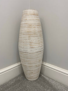 60cm tall white washed with natural colourings handmade bamboo vase