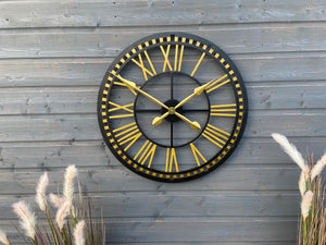 Oversized Gold and black Skeleton outdoor/indoor clock