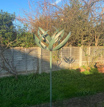 Load image into Gallery viewer, Burghley garden wind sculpture spinner verdigris - Marissa's Garden & Gift