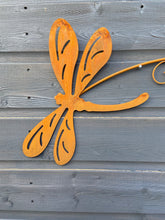 Load image into Gallery viewer, Rustic dragonfly garden/outdoor wall art
