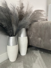 Afbeelding in Gallery-weergave laden, Silver top & white handmade bamboo vase 45cm or 60cm tall floor vase or table vase - Marissa's Garden & Gift