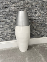 Afbeelding in Gallery-weergave laden, Silver top & white handmade bamboo vase 45cm or 60cm tall floor vase or table vase - Marissa's Garden & Gift
