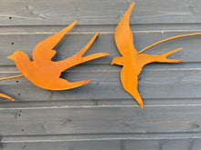 Load image into Gallery viewer, Handmade rusty Metal garden/outdoor Swallow Wall Art

