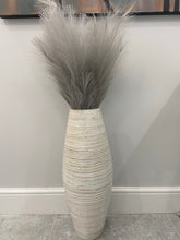 Load image into Gallery viewer, 60cm tall white washed with natural colourings handmade bamboo vase
