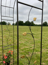 Laden Sie das Bild in den Galerie-Viewer, Hollywell Garden Rose Arch black with gold leaves - Marissa's Garden & Gift